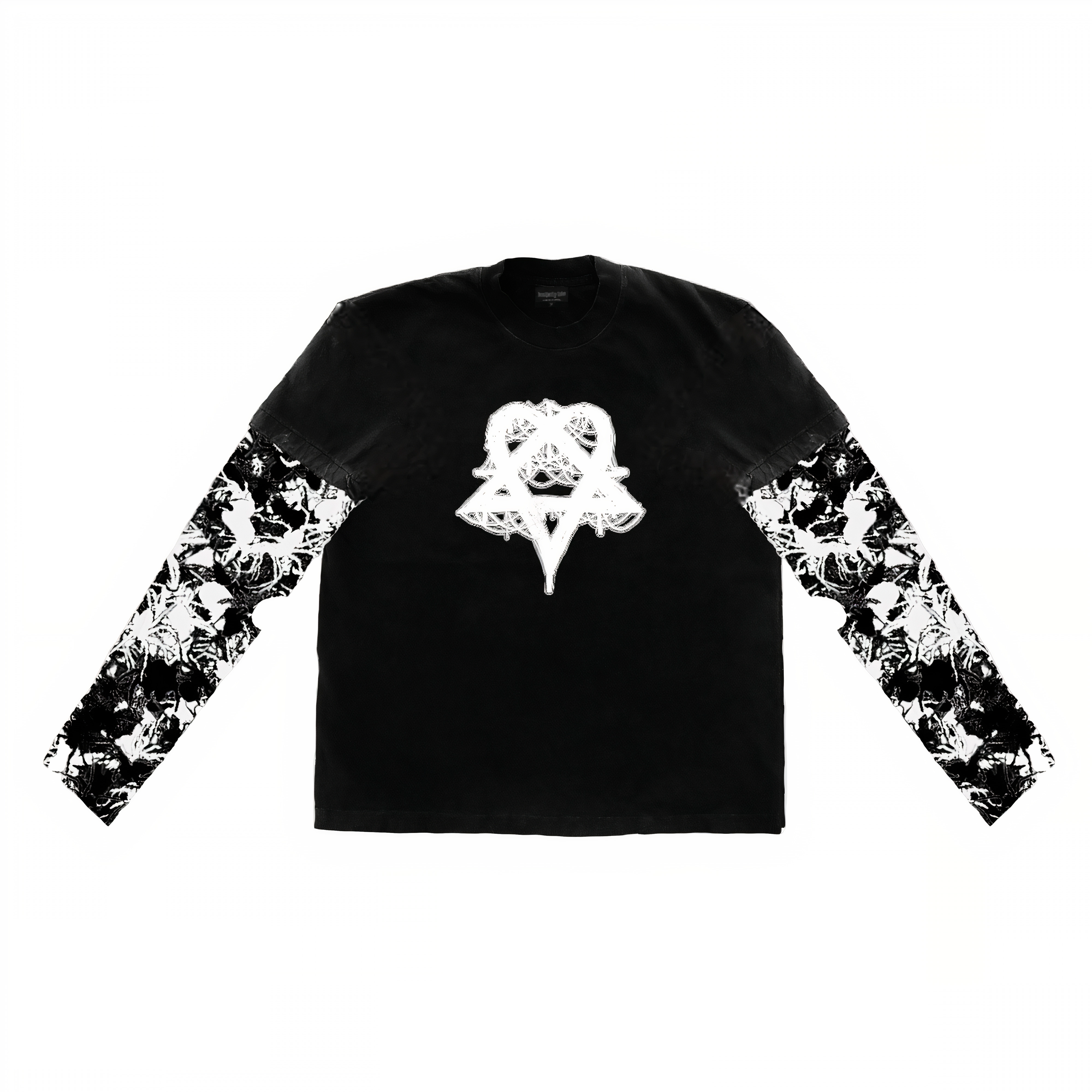 BL Overlapping Divinity Tee with Camo Mesh Sleeves
