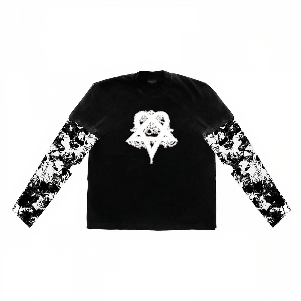 BL Overlapping Divinity Tee with Camo Mesh Sleeves