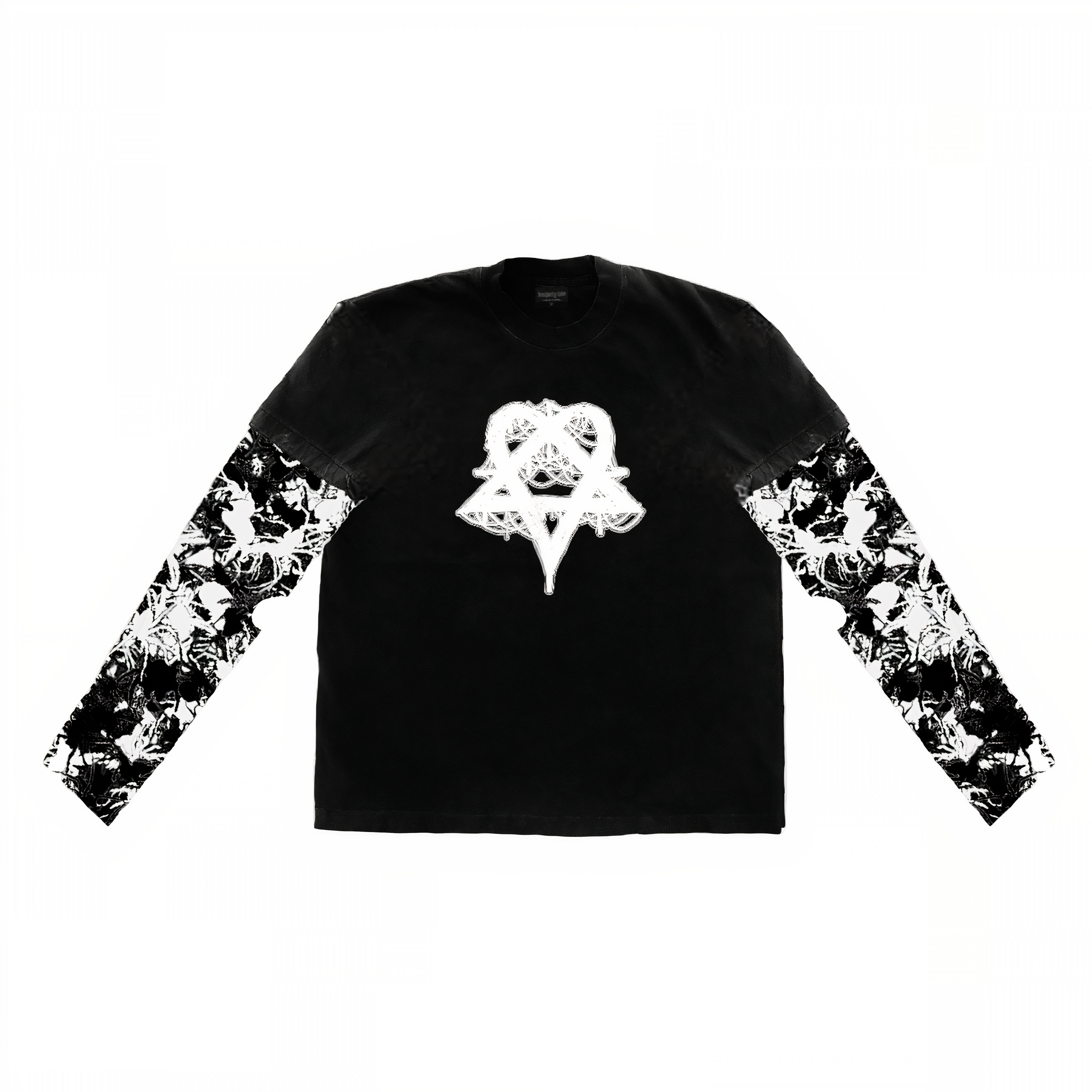 BL Overlapping Divinity Tee with Camo Mesh Sleeves