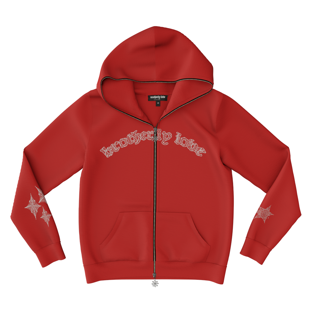 Webstar Full Zip Hoodie - Red/White